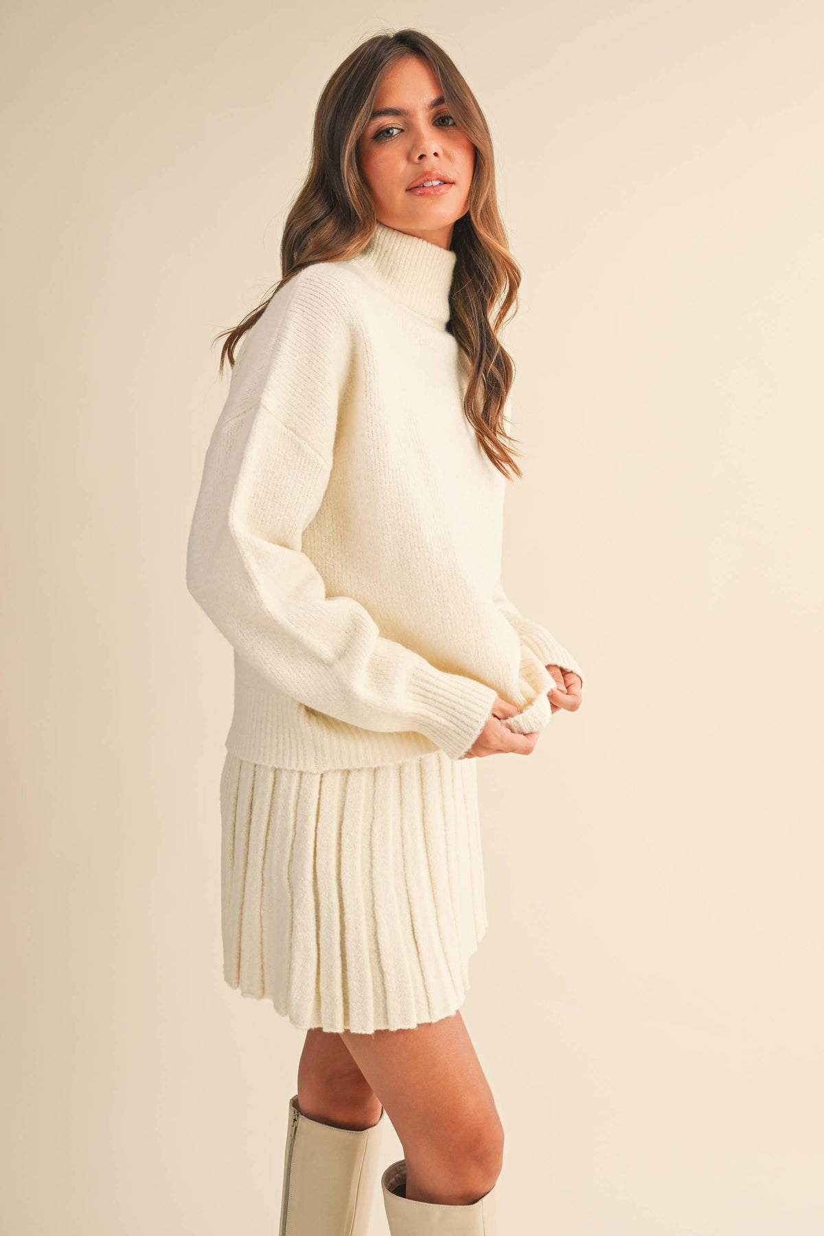 Turtleneck Sweater and Skirt Set