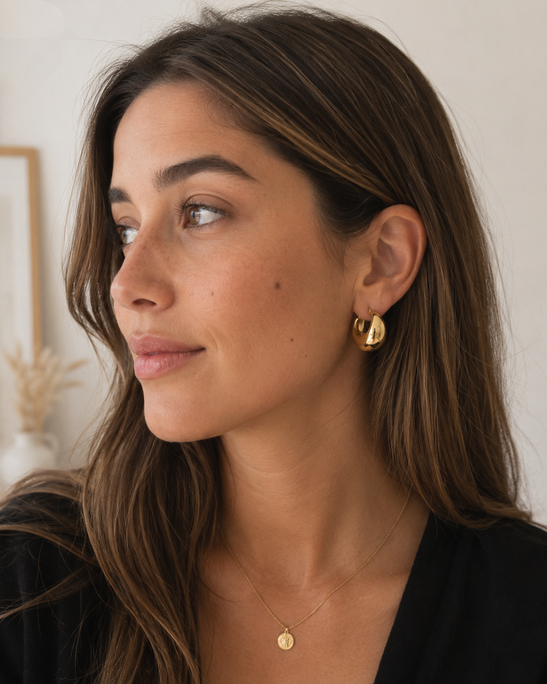 Hoop earrings 18k gold plated thick hoop earrings, chunky