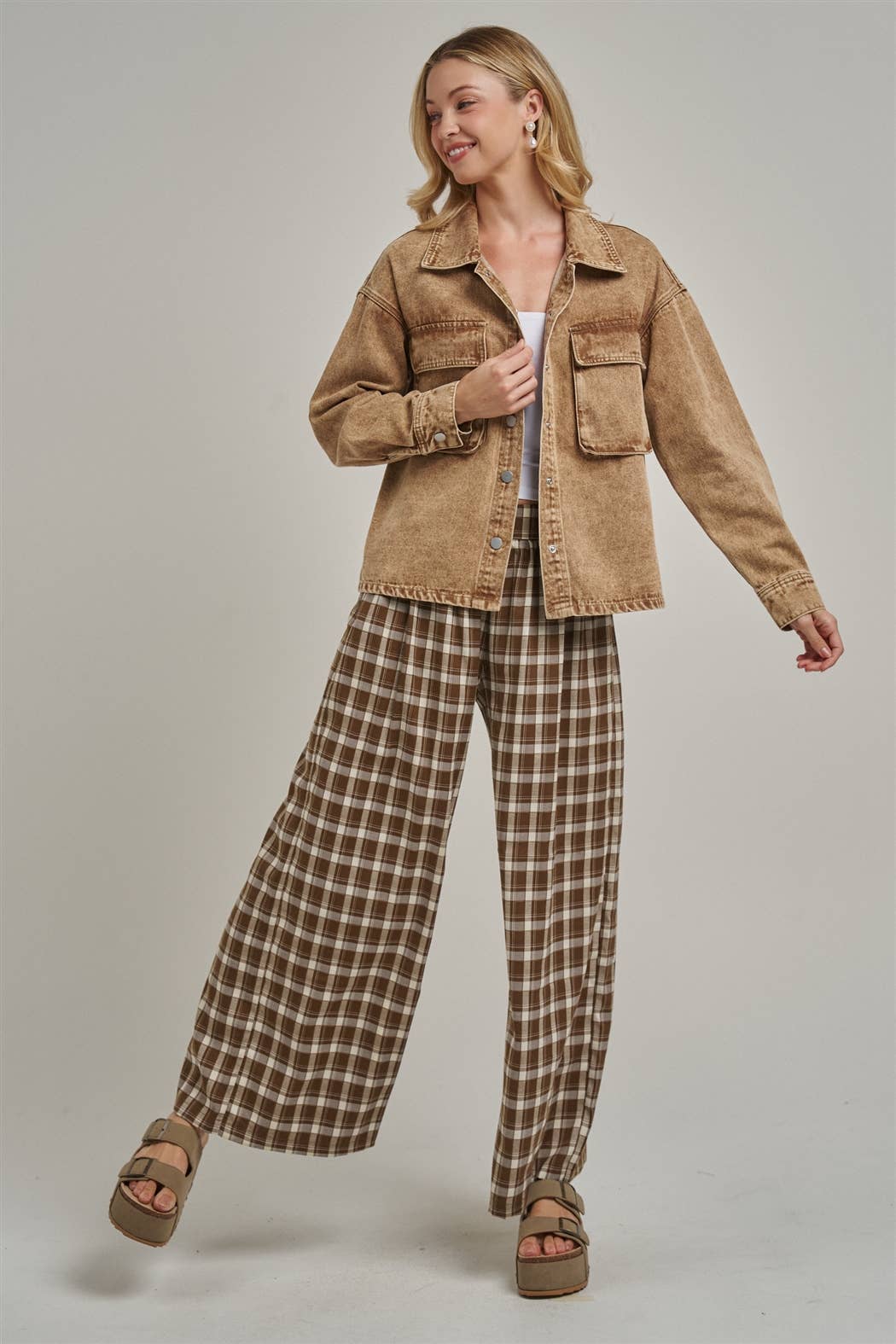 Fall Plaid Wide Leg Pants