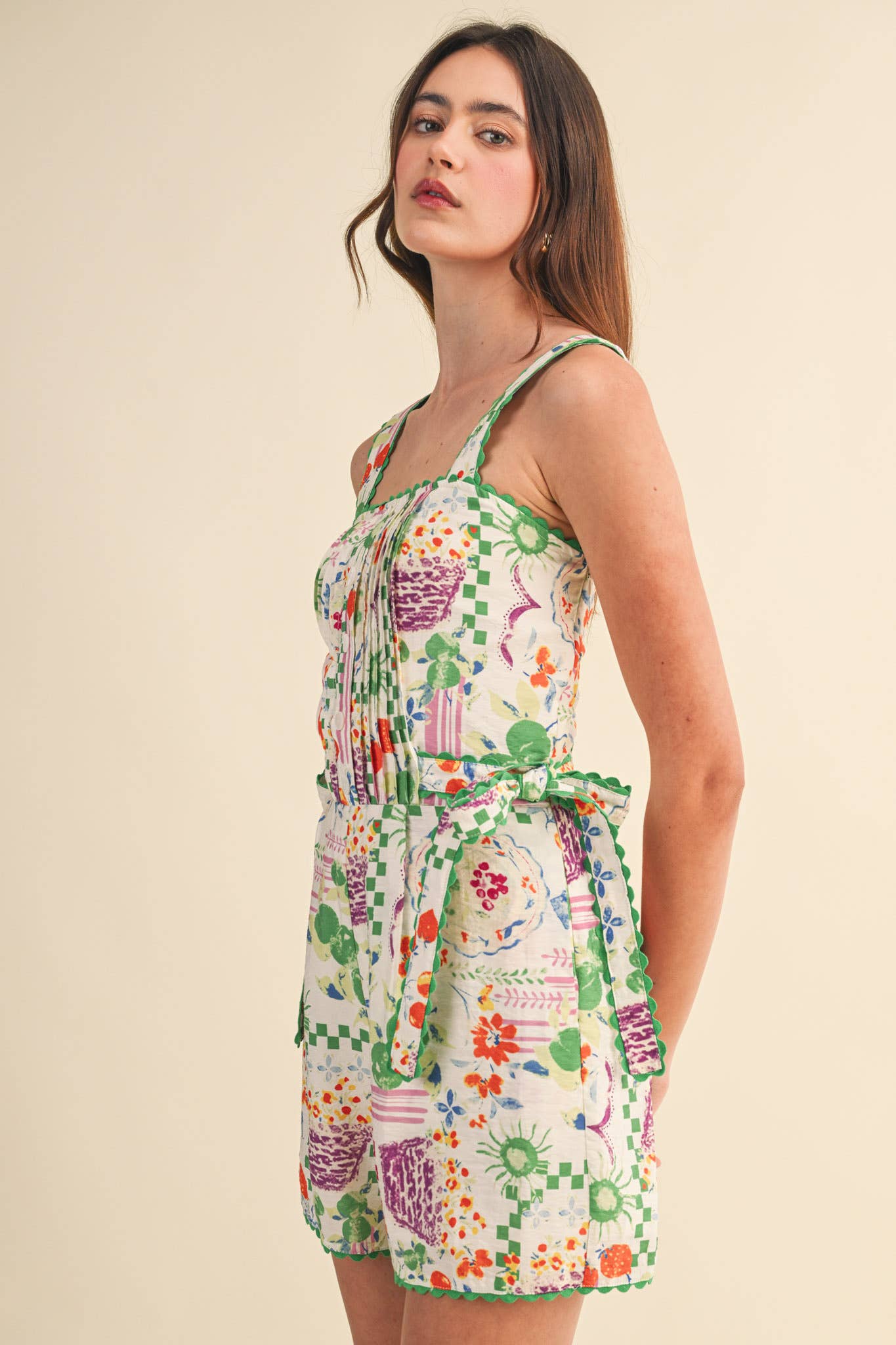 Floral Scallop Trim Romper