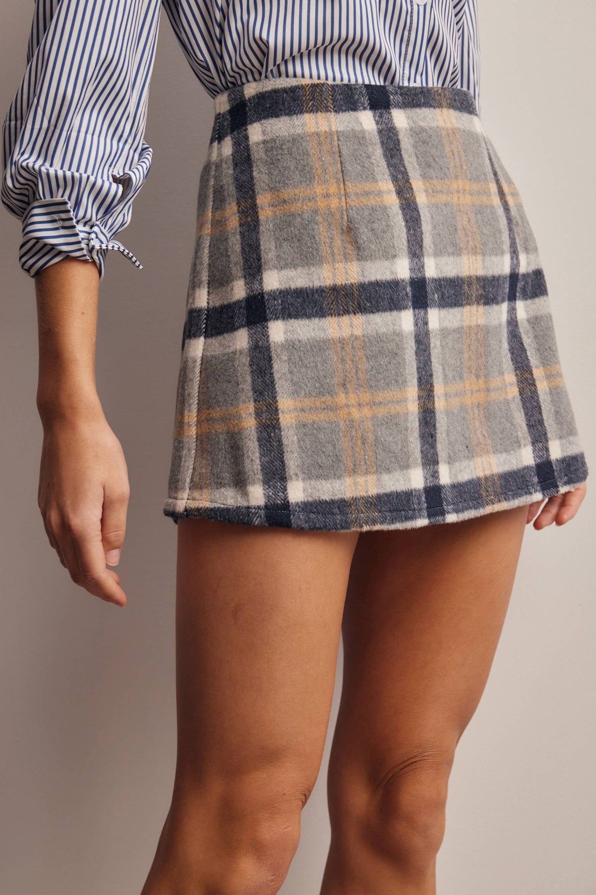 Plaid Wool Blend Skort