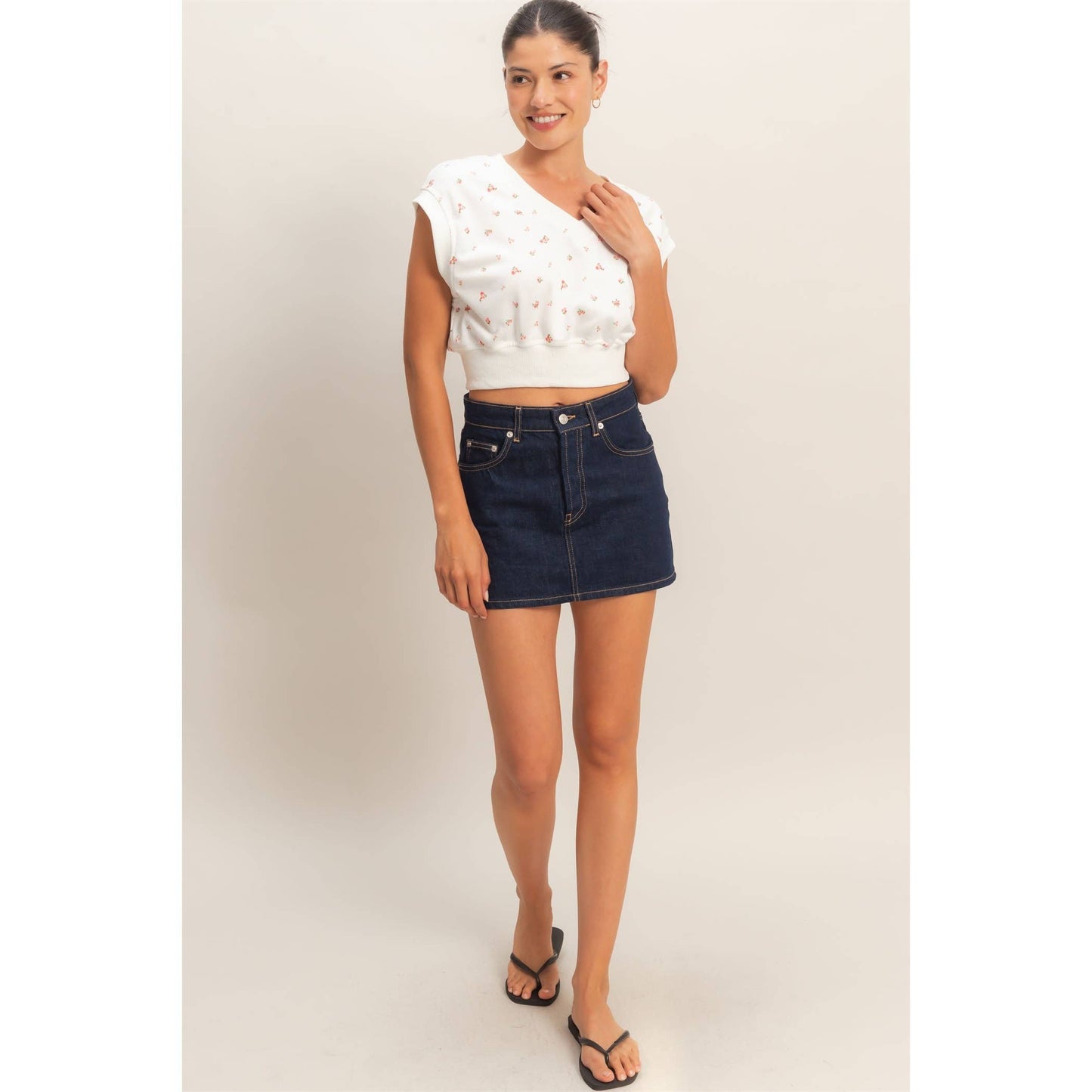 Floral V-Neck Crop Top