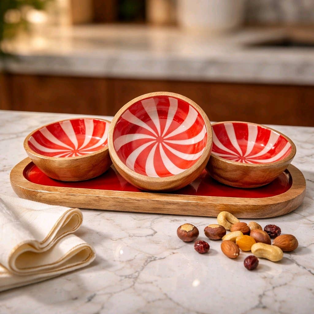 Candy Cane Trio 4in W/Tray