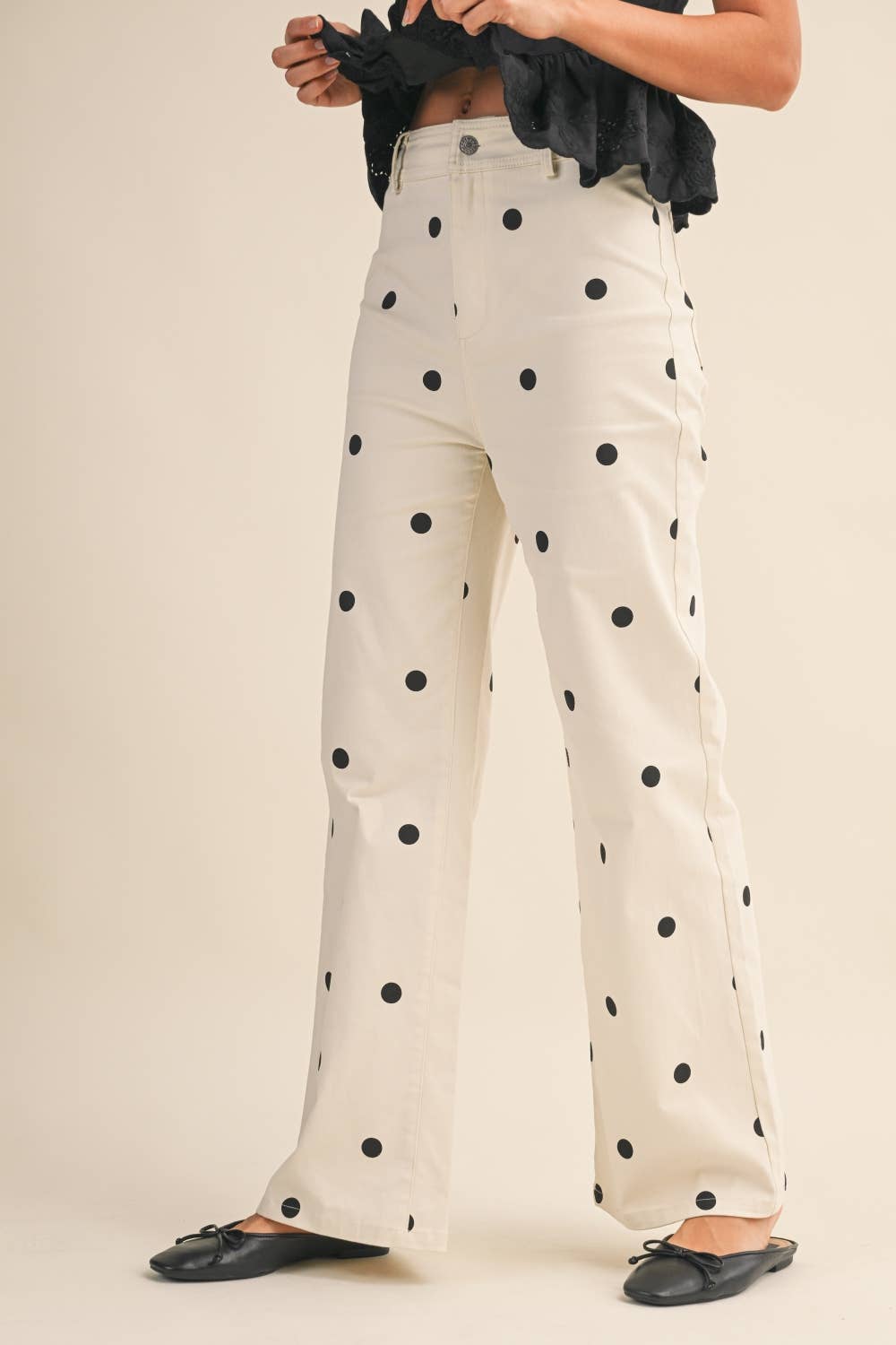 Polka Dot Denim Pants