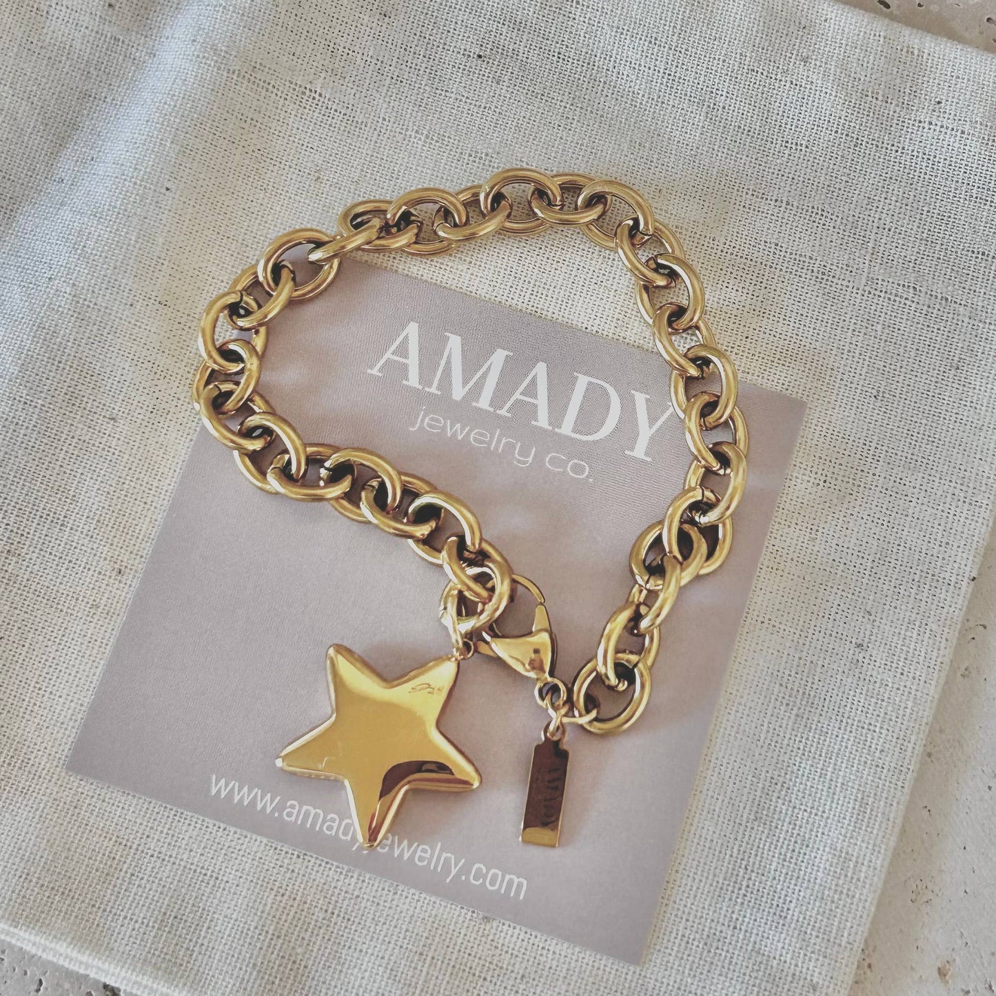 18k Gold Plated Star Pendant Bracelet – Adjustable Chain