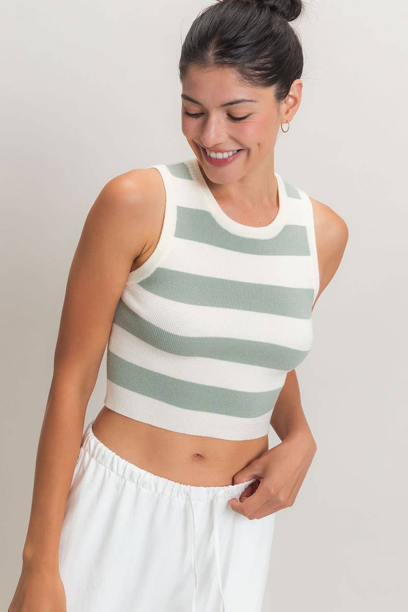 Striped Crop Tank Knit Top