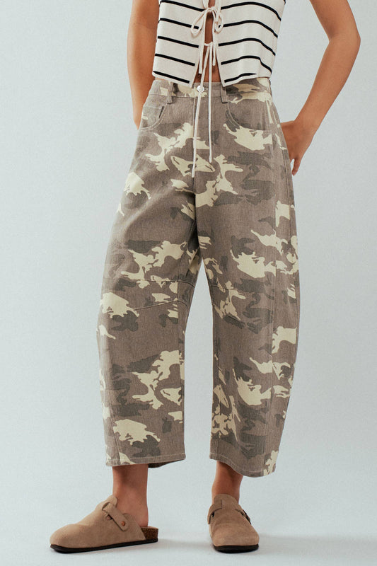Camo Print Barrel Jeans