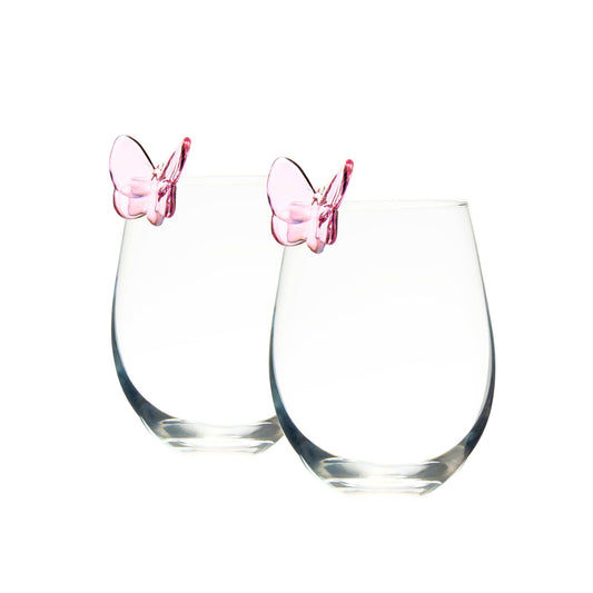 Butterfly Stemless Wine Glass