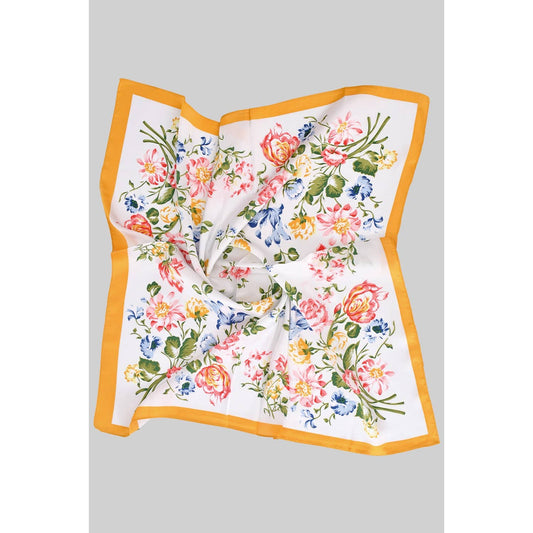 COLORFUL ROSE PRINT SILKY SQUARE SCARF