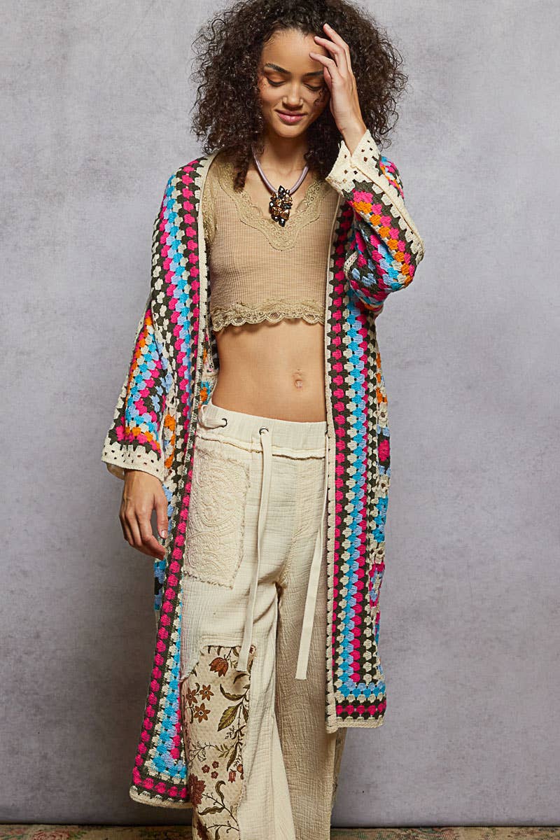 Long Sleeve Crochet Various Colors Cardigan