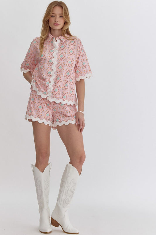 Pink Ric Rac Short Set