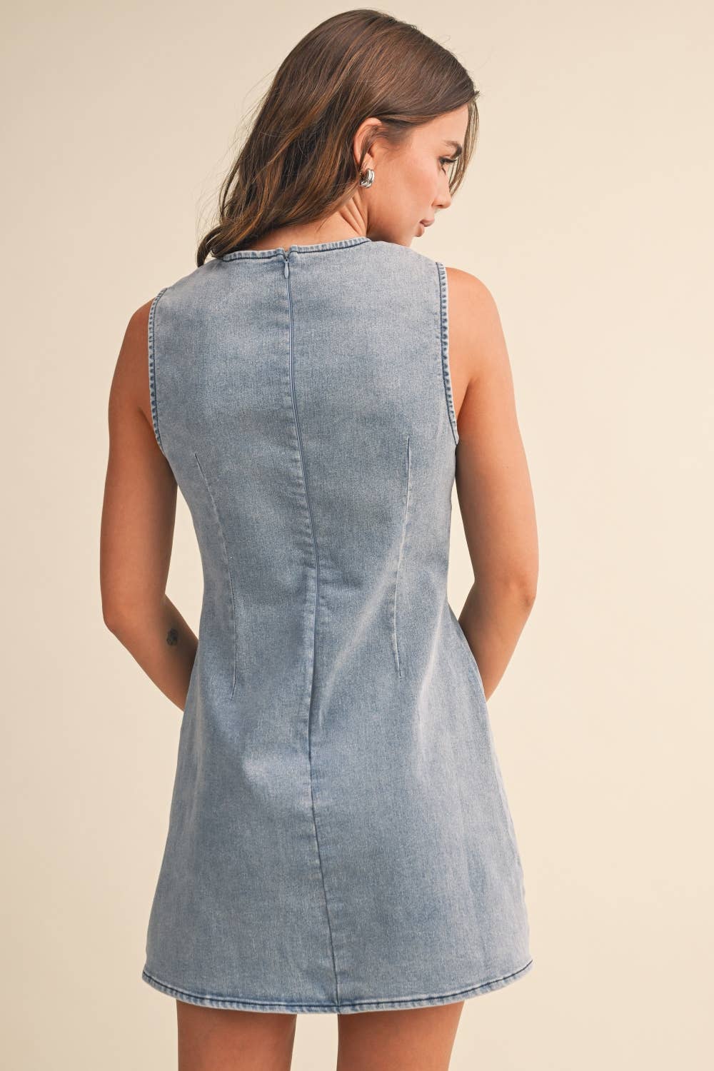 Tie Detail Denim Dress