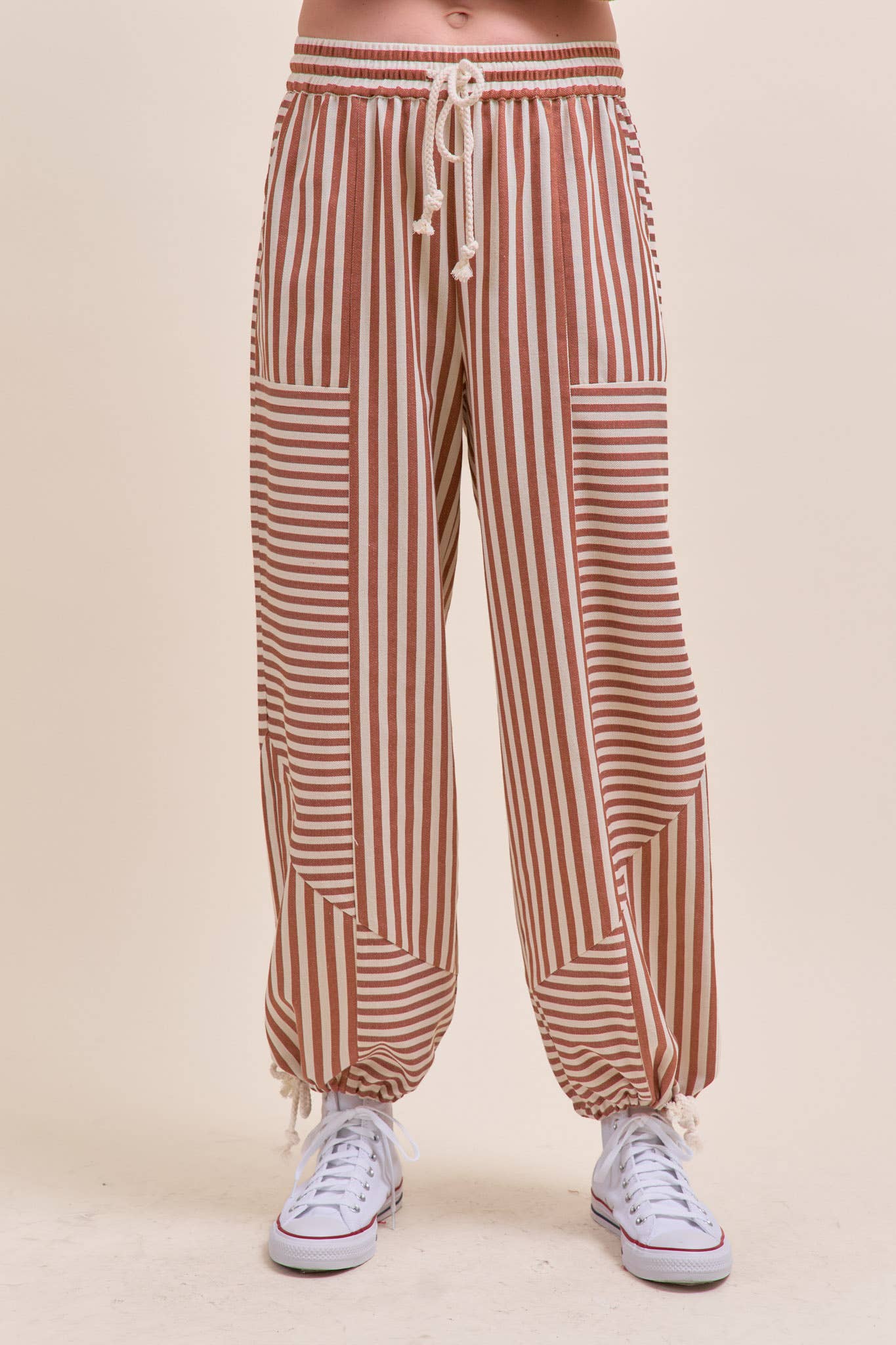 Mixed Stripe Parachute Pants