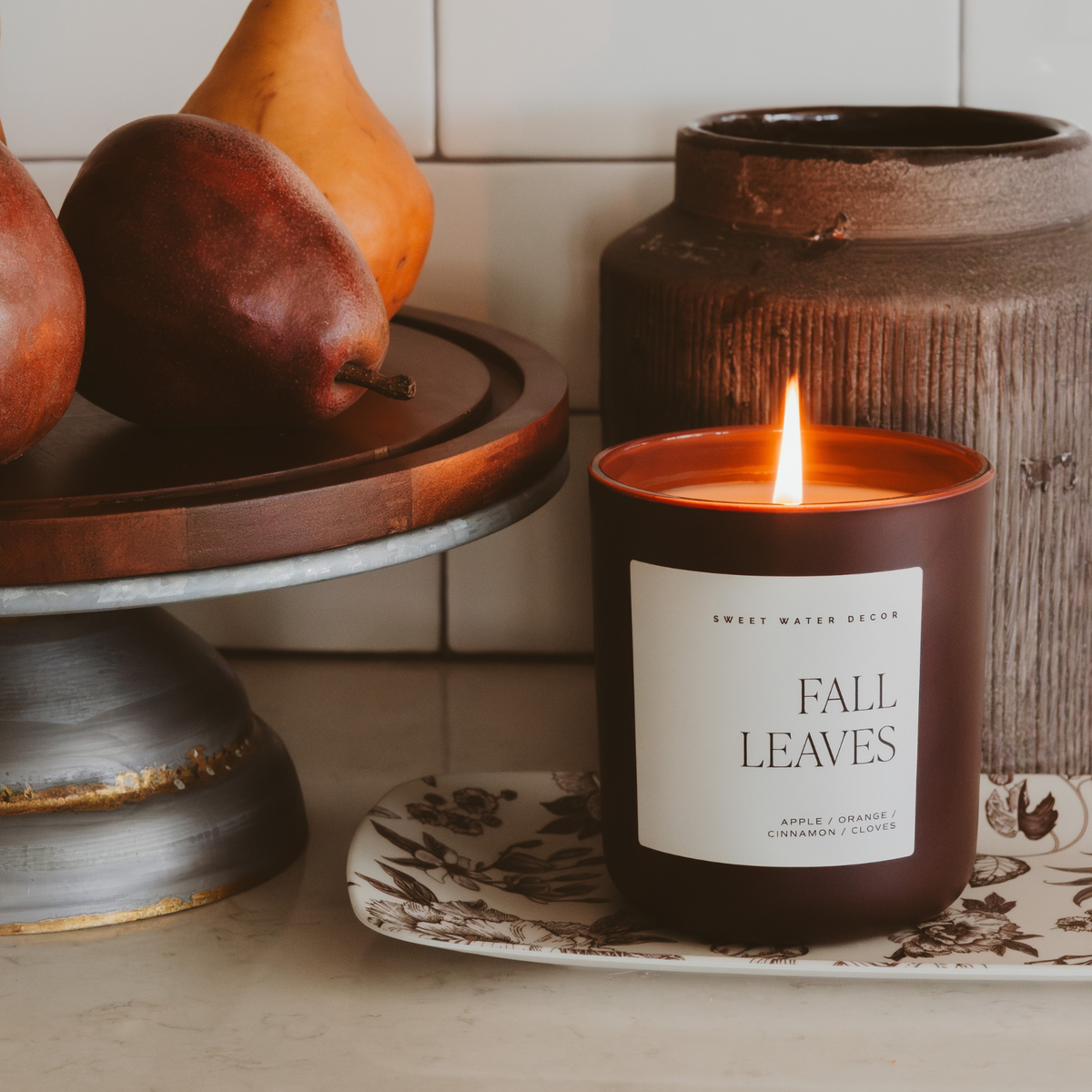 Fall Leaves 15 oz Soy Candle, Matte Jar - Fall Decor