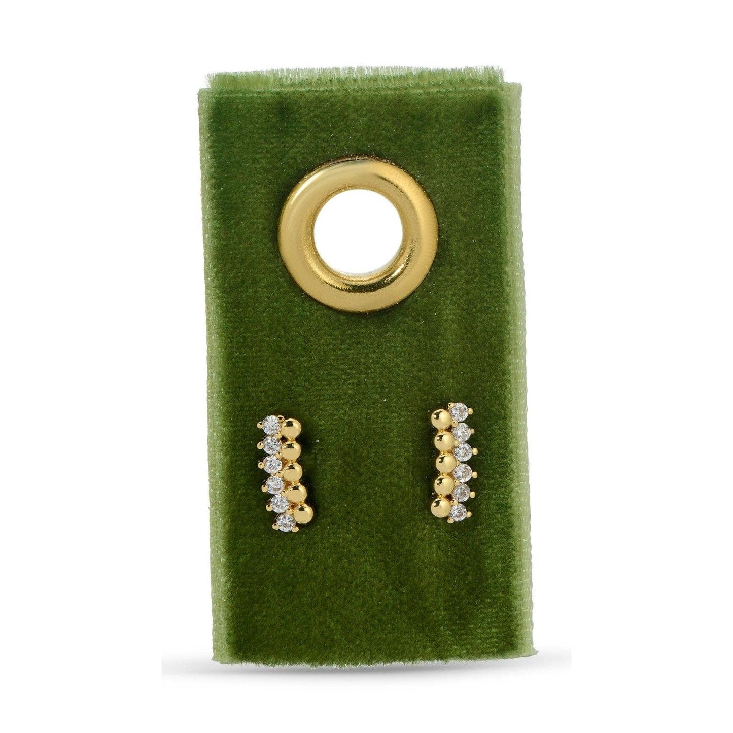 Delicate Dots & CZ Studs On Velvet Tag