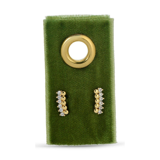 Delicate Dots & CZ Studs On Velvet Tag