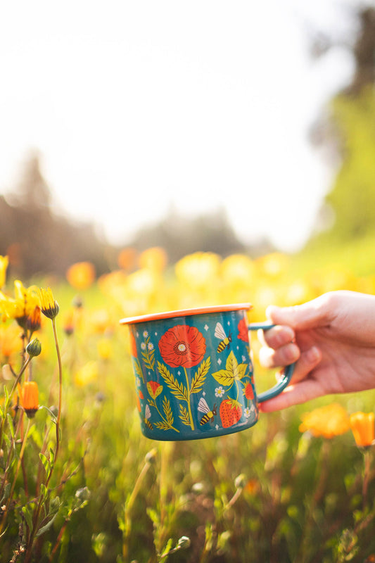 Enamel Poppies Coffee & Camp Mug