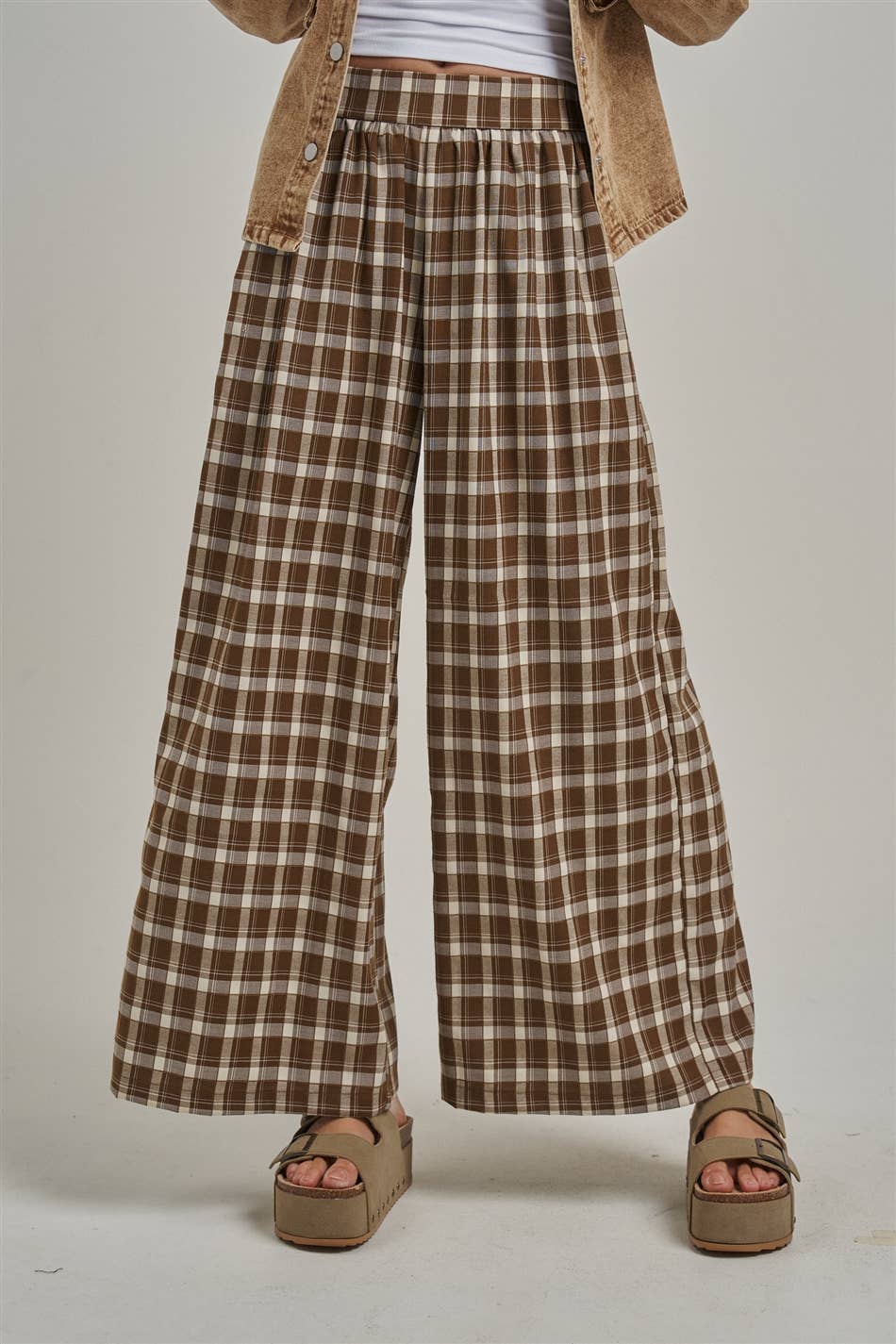 Fall Plaid Wide Leg Pants