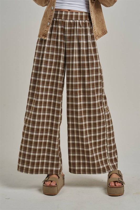 Fall Plaid Wide Leg Pants