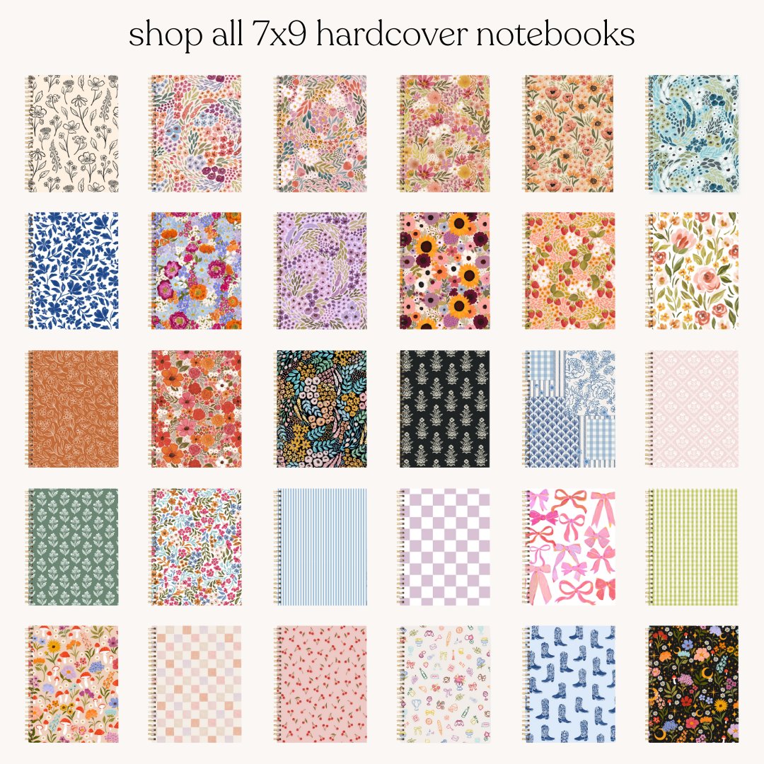 Forget Me Not Sage 7x9 Hardcover Spiral Notebook