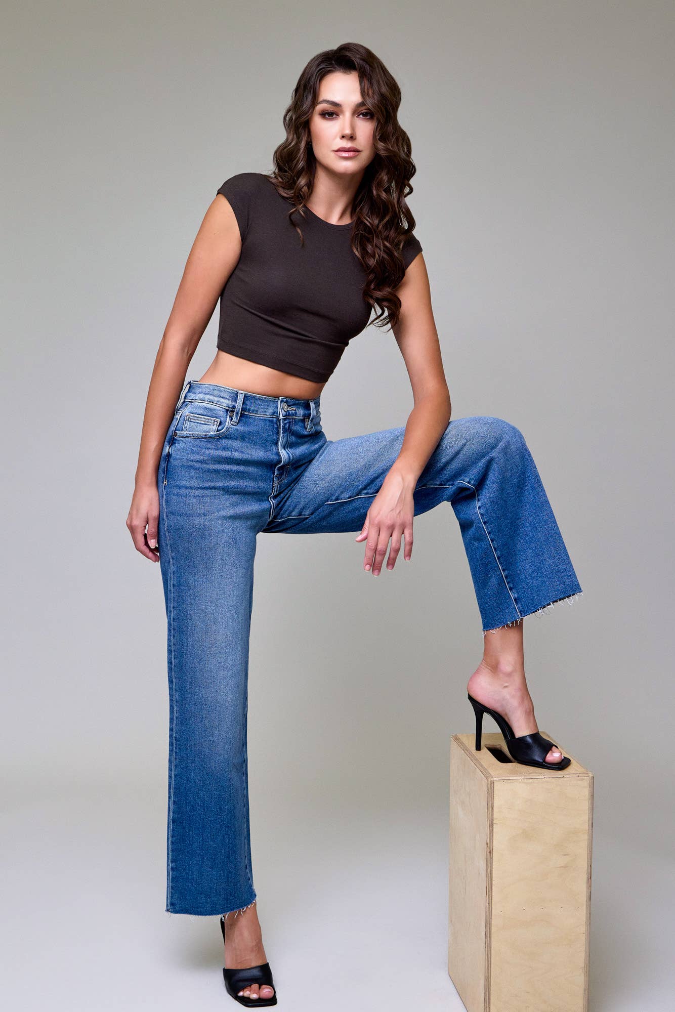 Medium Dark Clean Stretch Dad Jeans