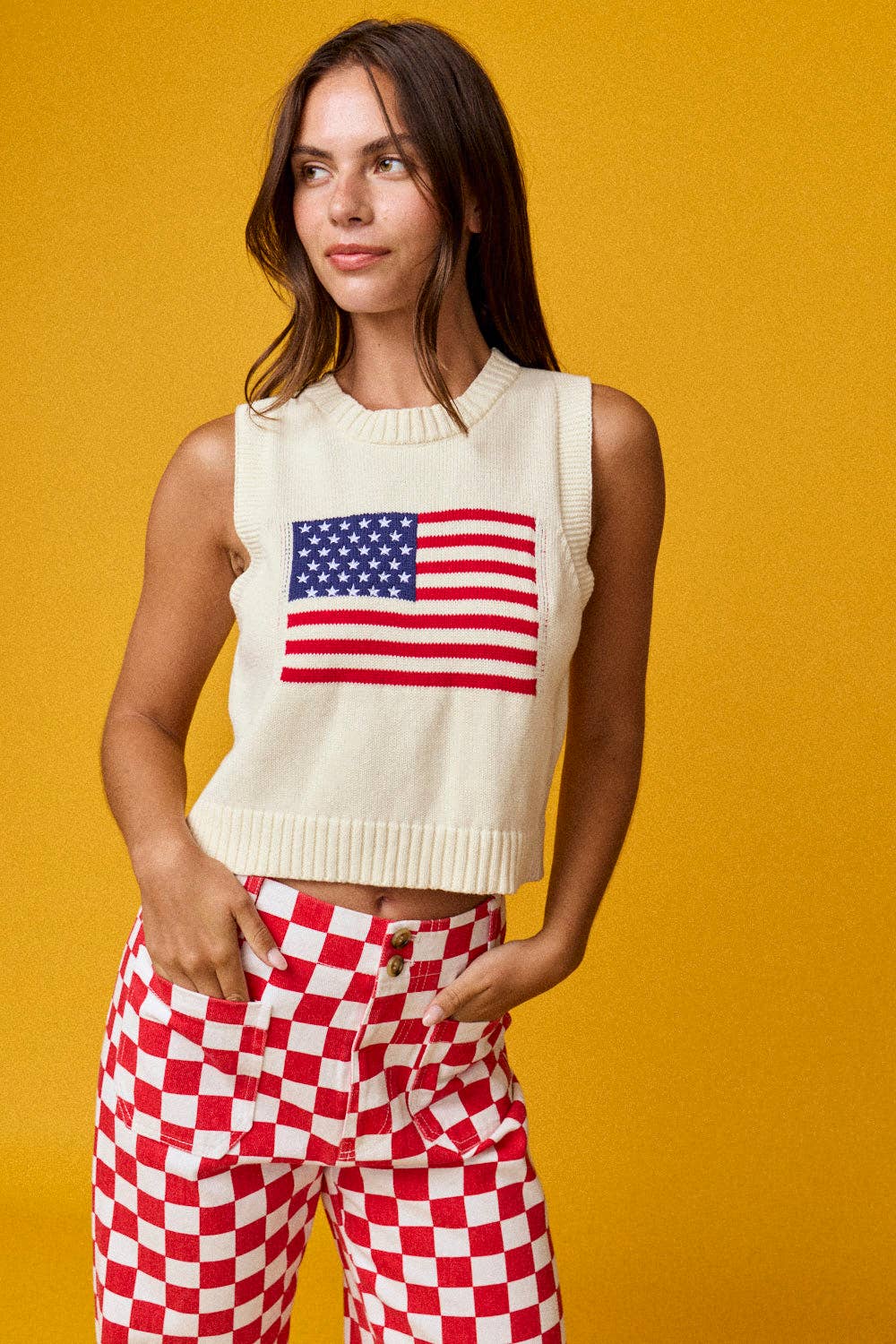 American Flag Sleeveless Sweater