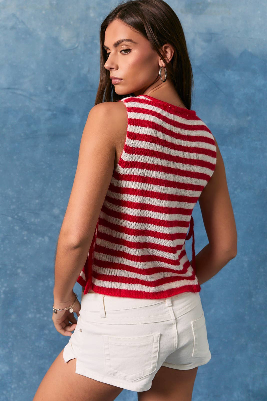 Sleeveless Stripe Sweater Top