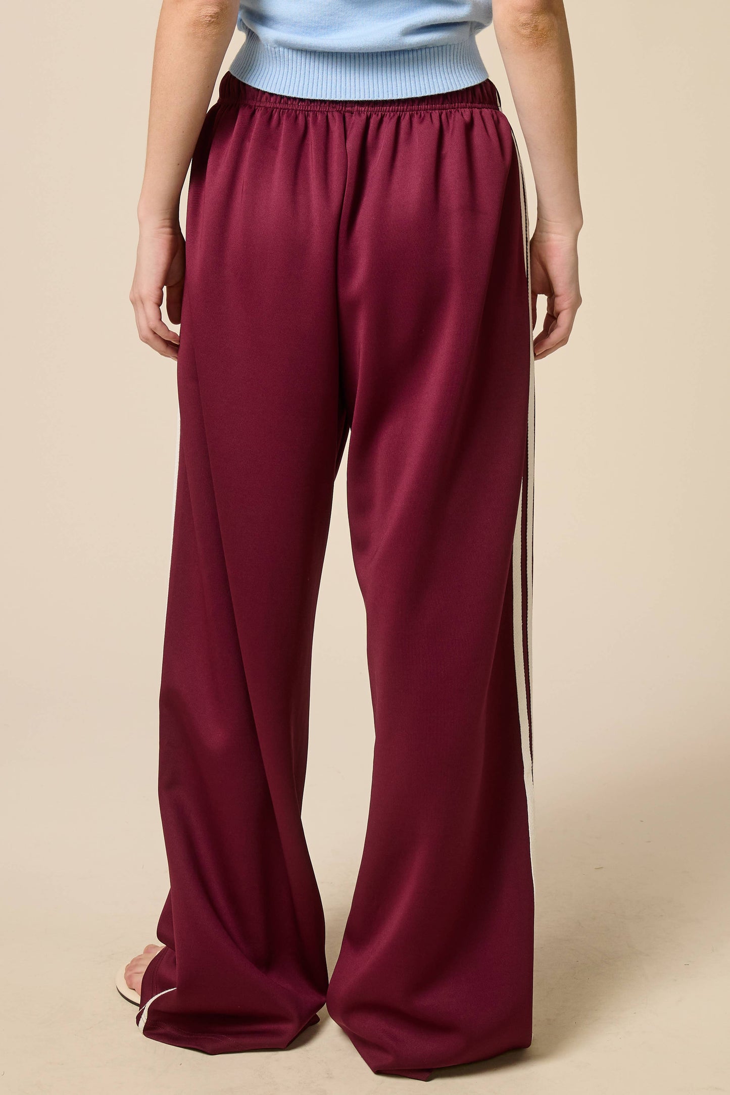 Wide Leg Track Pants with Side Stripes