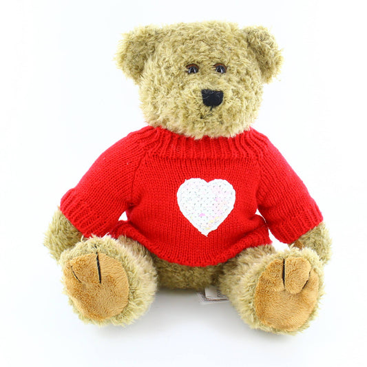 12" Oatmeal Bear Plush with Love Sweater