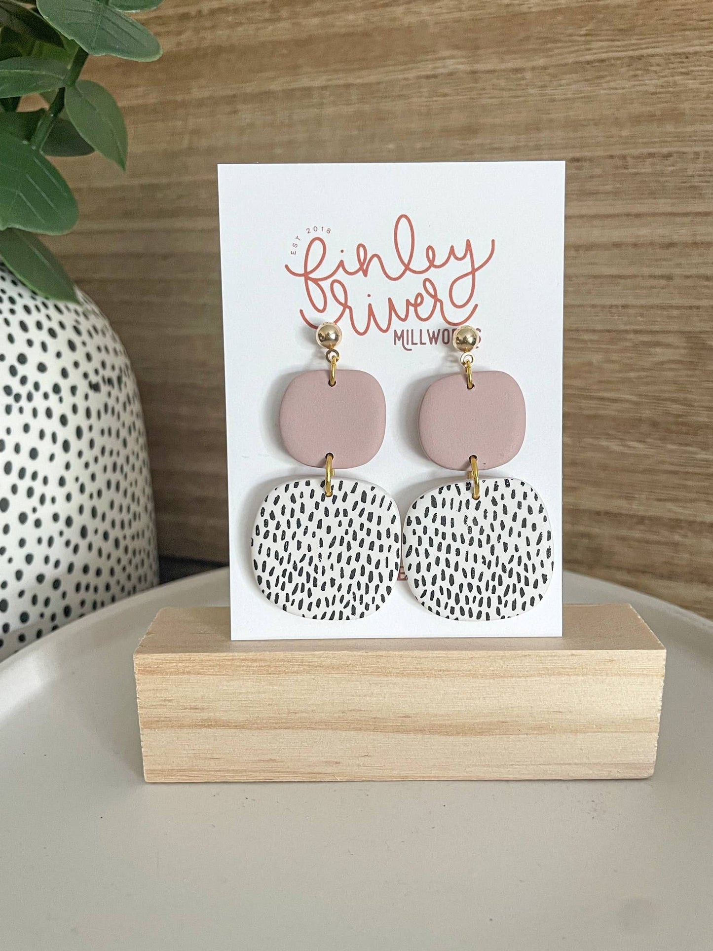 Baker | Blush + Dashes | Clay Earrings