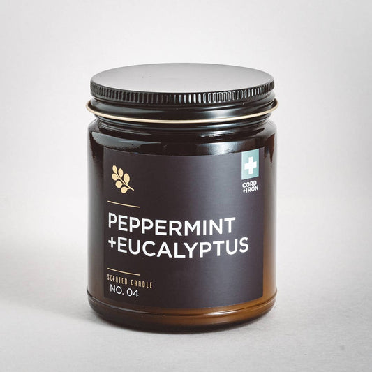 Peppermint + Eucalyptus Soy Candle - Amber Jar