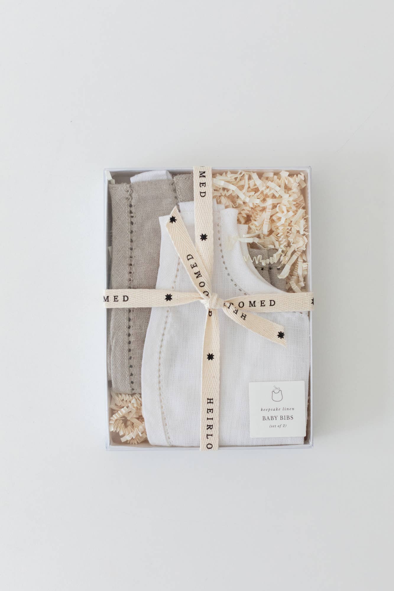 Linen Keepsake Baby Bib Gift Set