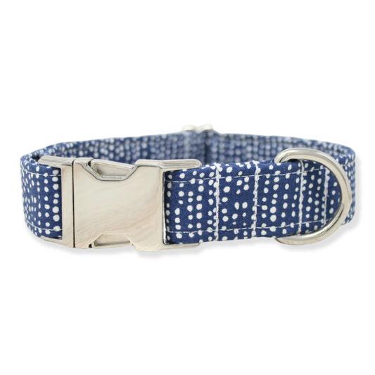 Blue Dog Collar | Navy Ditsy Dots