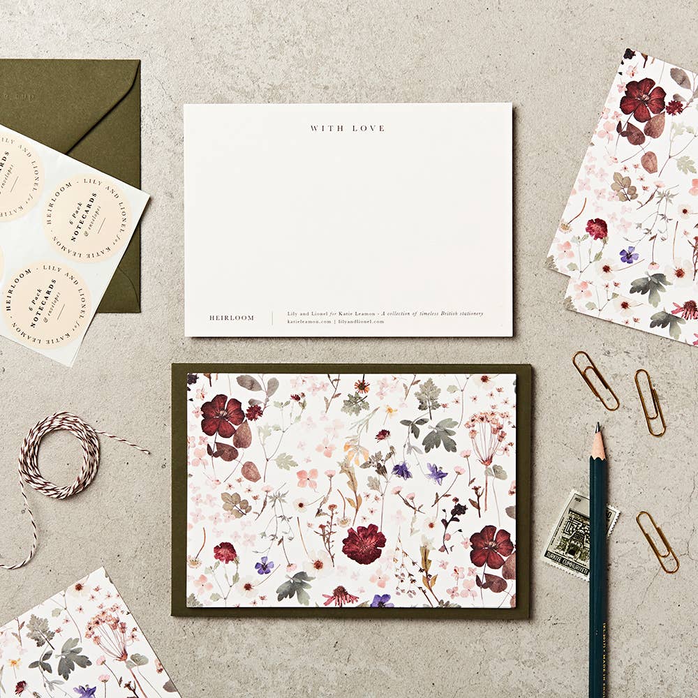 6pk Heirloom Pressed Floral Notecard