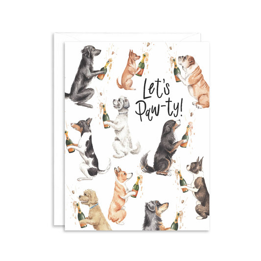 Let's Paw-ty Dogs Popping Champagne Greeting Card