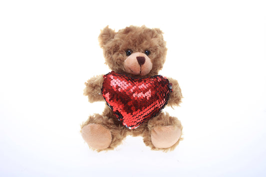 6" Valentine bear with sequin heart