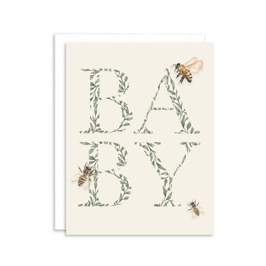 Baby Greenery and Bees Gender Neutral Greeting Card