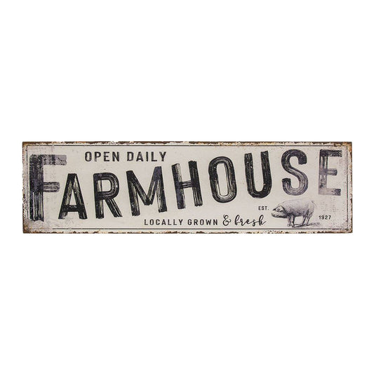 Open Daily Farmhouse Distressed Metal Sign
