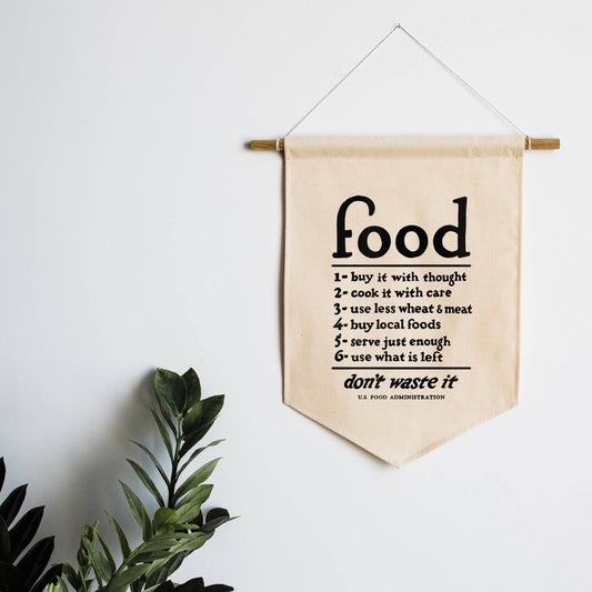 Vintage Food Rules Canvas Banner