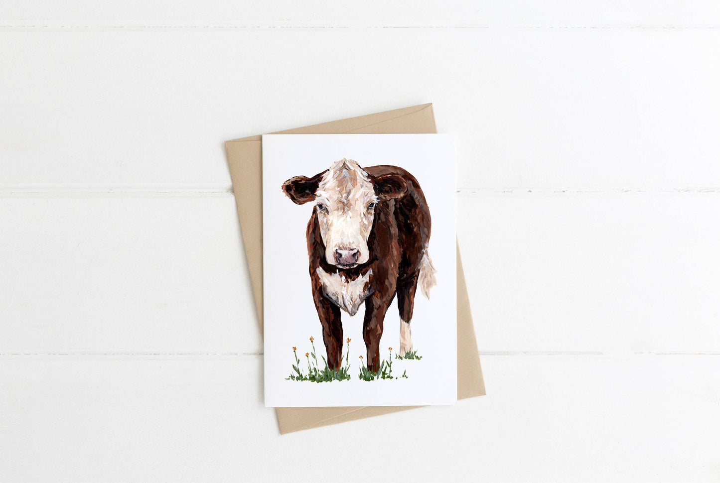 Red and White Cow Greeting Card
