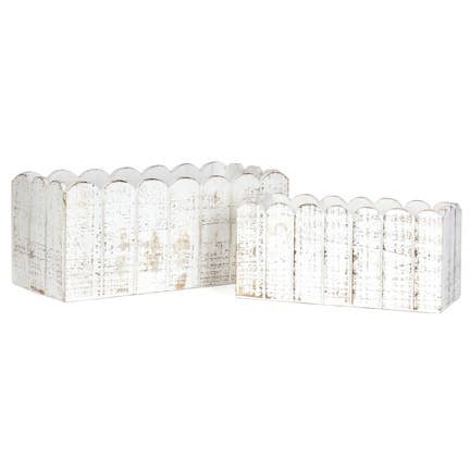 White Scalloped Wood Planters